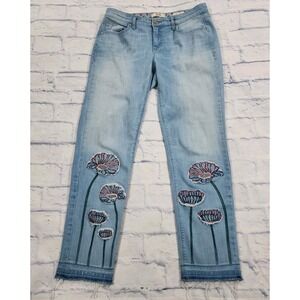 Vintage America Light Blue Floral Embroidered Jeans